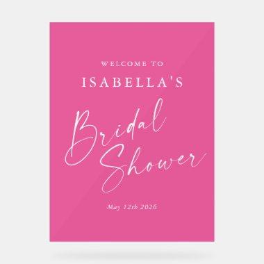 Minimalist Hot Pink Custom  Welcome Acrylic Sign