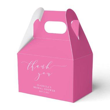Minimalist Hot Pink Script Bridal Shower Thank You Favor Boxes