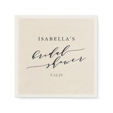 Minimalist Ivory Classic Script Bridal Shower Napkins