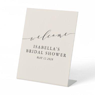 Minimalist Ivory Cream  Welcome  Pedestal Sign