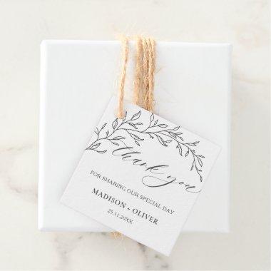 Minimalist Laurel Branch Leaf Wedding Thank You Favor Tags