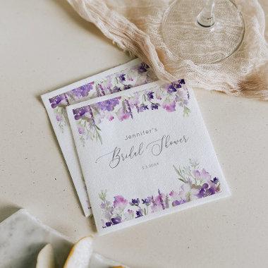 Minimalist lavender lilac bridal shower napkins