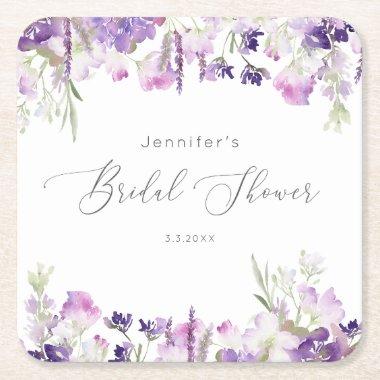 Minimalist lavender lilac  square paper coaster