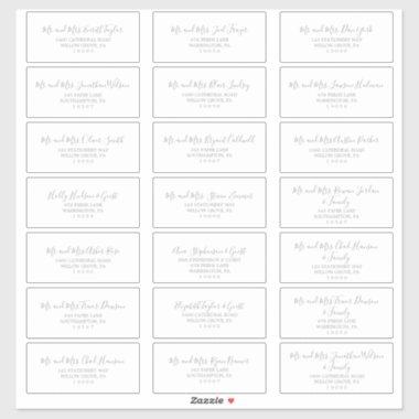 Minimalist Light Gray Wedding Guest Address Labels