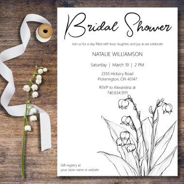 Minimalist Lily of the Valley Bridal Shower Invitations