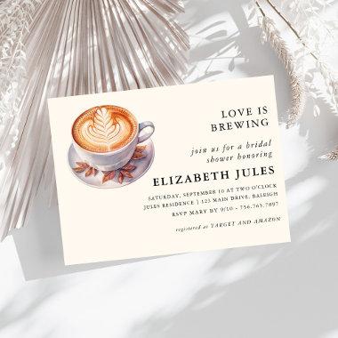 Minimalist Love Is Brewing Coffee Bridal Shower Invitations
