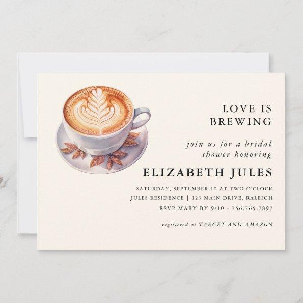 Minimalist Love Is Brewing Coffee Bridal Shower Invitations