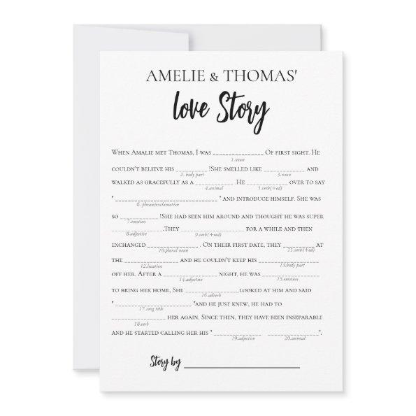 Minimalist Love Story Bridal Libs Game