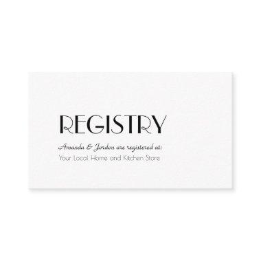 Minimalist Modern Art Deco Wedding Registry Enclosure
