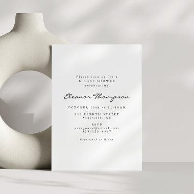 Minimalist Modern Black and White Bridal Shower Invitations