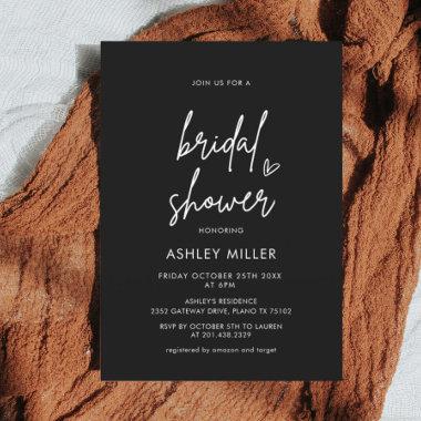 Minimalist Modern Black Bridal Shower Invitations