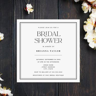 Minimalist Modern Black & White Bridal Shower Invitations