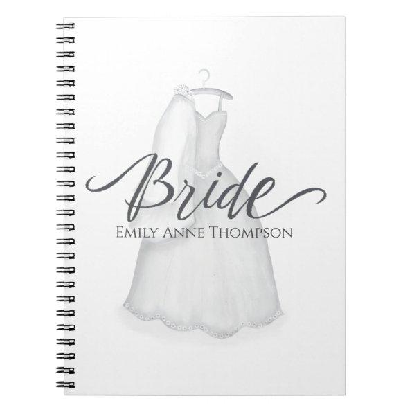 Minimalist Modern Bride Wedding Elegant Dress Notebook