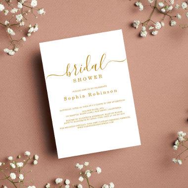 Minimalist Modern Gold Calligraphy Bridal Shower Invitations