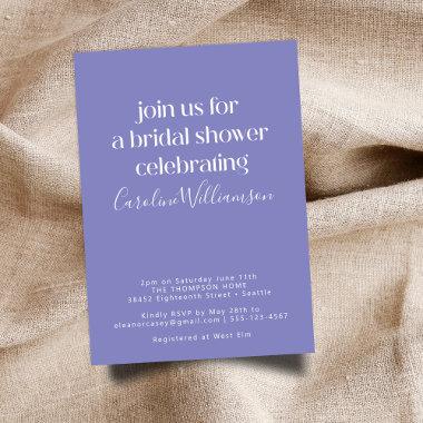 Minimalist Modern Lavender Purple Bridal Shower Invitations
