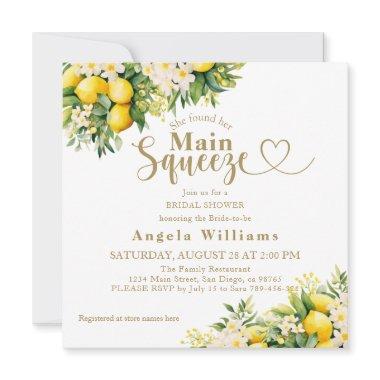 Minimalist Modern Main Squeeze Bridal Shower Invitations