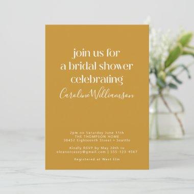 Minimalist Modern Mustard Yellow Bridal Shower Invitations