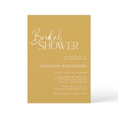 Minimalist Modern Script Yellow Bridal Shower Invitations