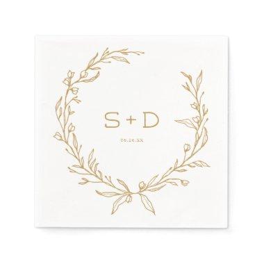 Minimalist Monogram Formal Wedding Cocktail Napkin