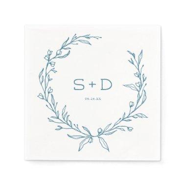 Minimalist Monogram Formal Wedding Cocktail Napkin