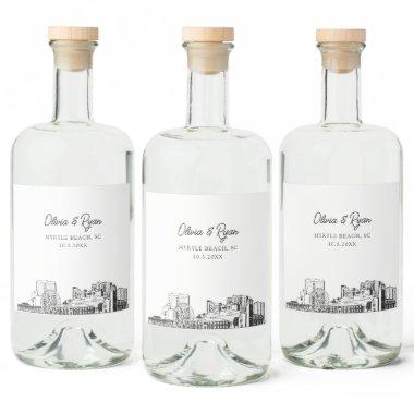 Minimalist Myrtle Beach Wedding Custom Liquor Bottle Label