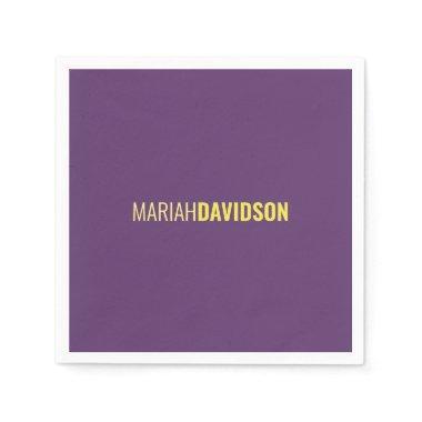 Minimalist Name Professional Indigo & Yellow Napkins