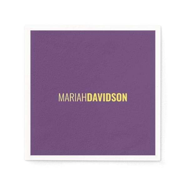 Minimalist Name Professional Indigo & Yellow Napkins