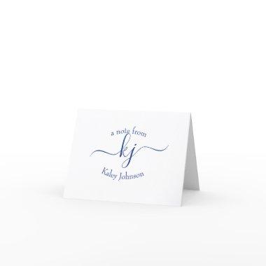 Minimalist Navy White 2 Monogram Name Note