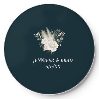 Minimalist Navy White Flower Wireless Charger