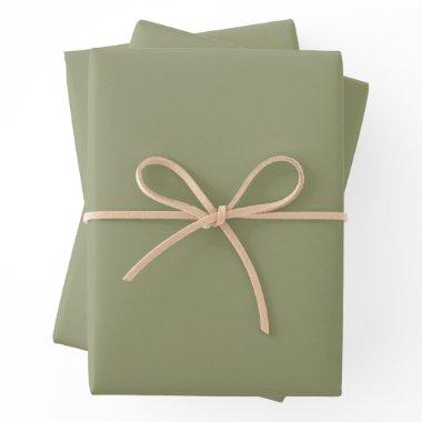 Minimalist Olive Sage Green Plain Solid Color Wrapping Paper Sheets