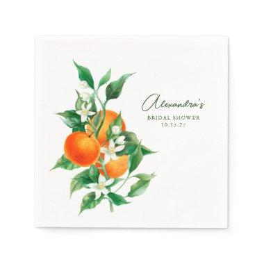 Minimalist Orange Fruit Botanical Bridal Shower Napkins