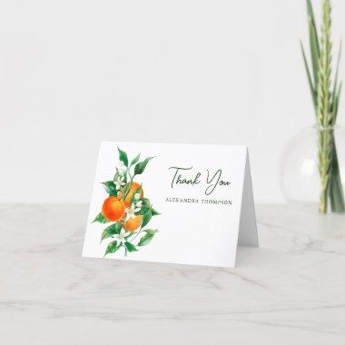 Minimalist Orange Fruit Botanical Bridal Shower Thank You Invitations