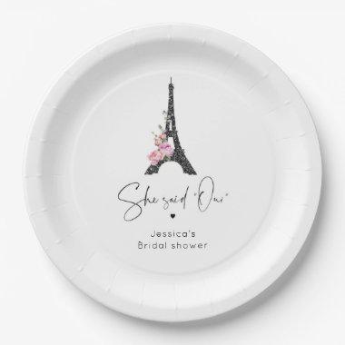 Minimalist Paris eiffel tower bridal welcome Paper Plates