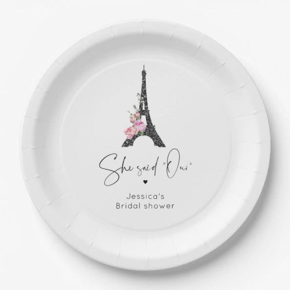 Minimalist Paris eiffel tower bridal welcome Paper Plates