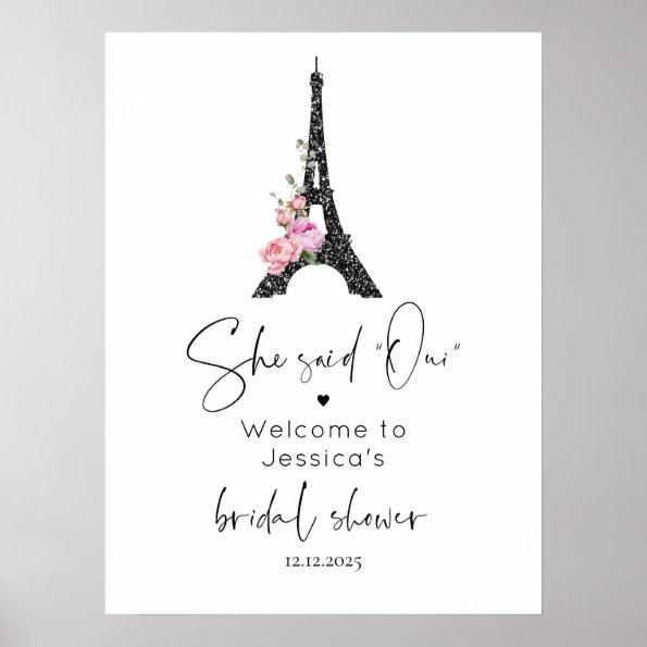 Minimalist Paris eiffel tower bridal welcome Poster