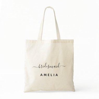 Minimalist Personalized Calligraphy Bridesmaid To Tote Bag