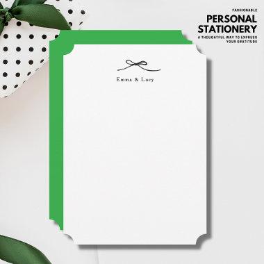 Minimalist Personalized Note  with Bow Green