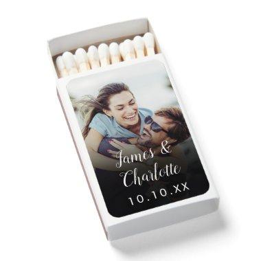 Minimalist Personalized Photo Script Name Date Matchboxes