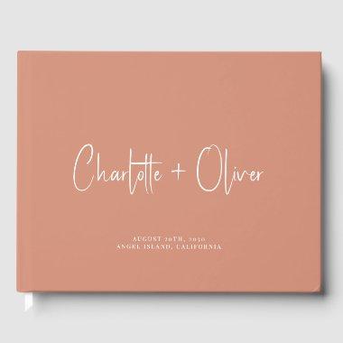 Minimalist Personalized Terracotta Wedding Guest Book