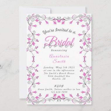 Minimalist Pink and Grey Bridal Shower Invitations