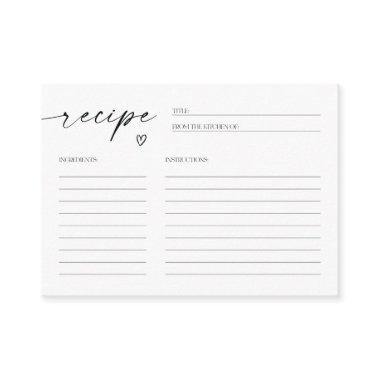 Minimalist Recipe Invitations Bridal Shower Insert