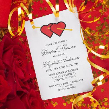 Minimalist Romantic Hearts Bridal Shower Invitations