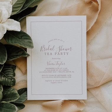 Minimalist Rose Gold Bridal Shower Tea Party Invitations