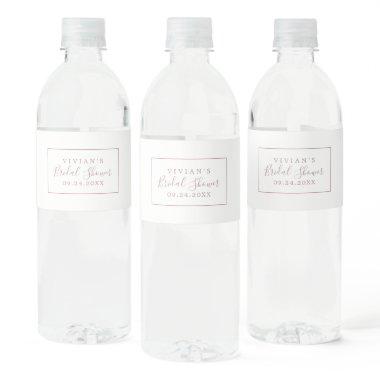 Minimalist Rose Gold Bridal Shower Water Bottle Label