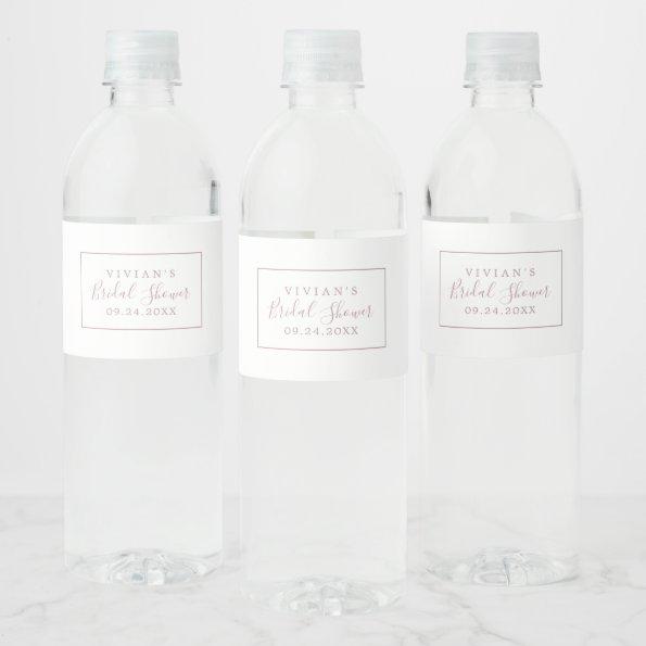 Minimalist Rose Gold Bridal Shower Water Bottle Label