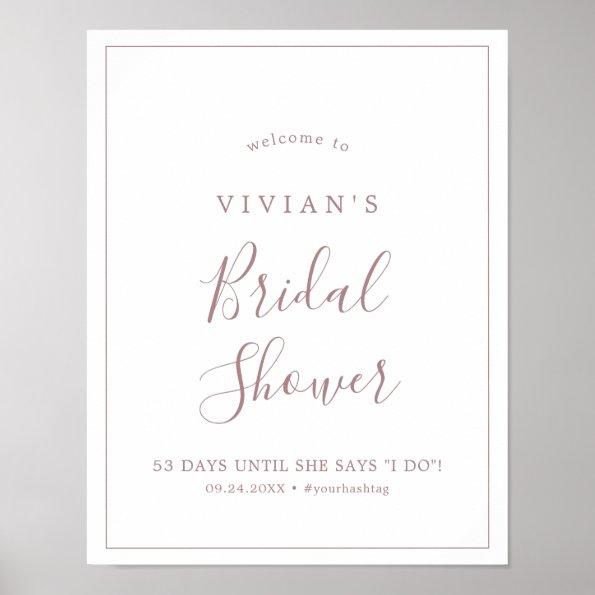 Minimalist Rose Gold Bridal Shower Welcome Poster
