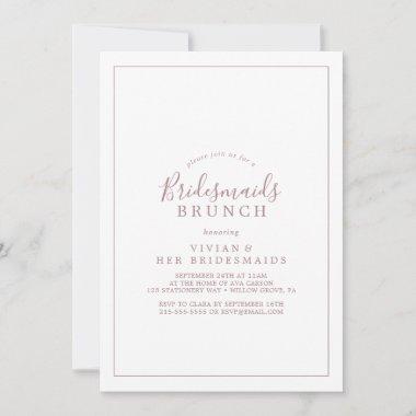 Minimalist Rose Gold Bridesmaids Brunch Invitations