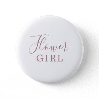 Minimalist Rose Gold Flower Girl Bridal Shower Button