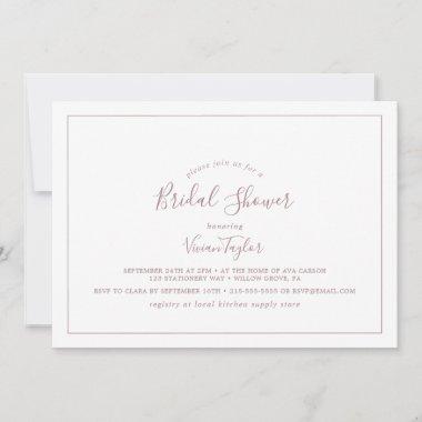 Minimalist Rose Gold Horizontal Bridal Shower Invitations