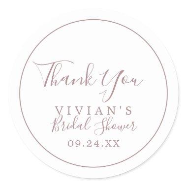 Minimalist Rose Gold Thank You  Favor Classic Round Sticker